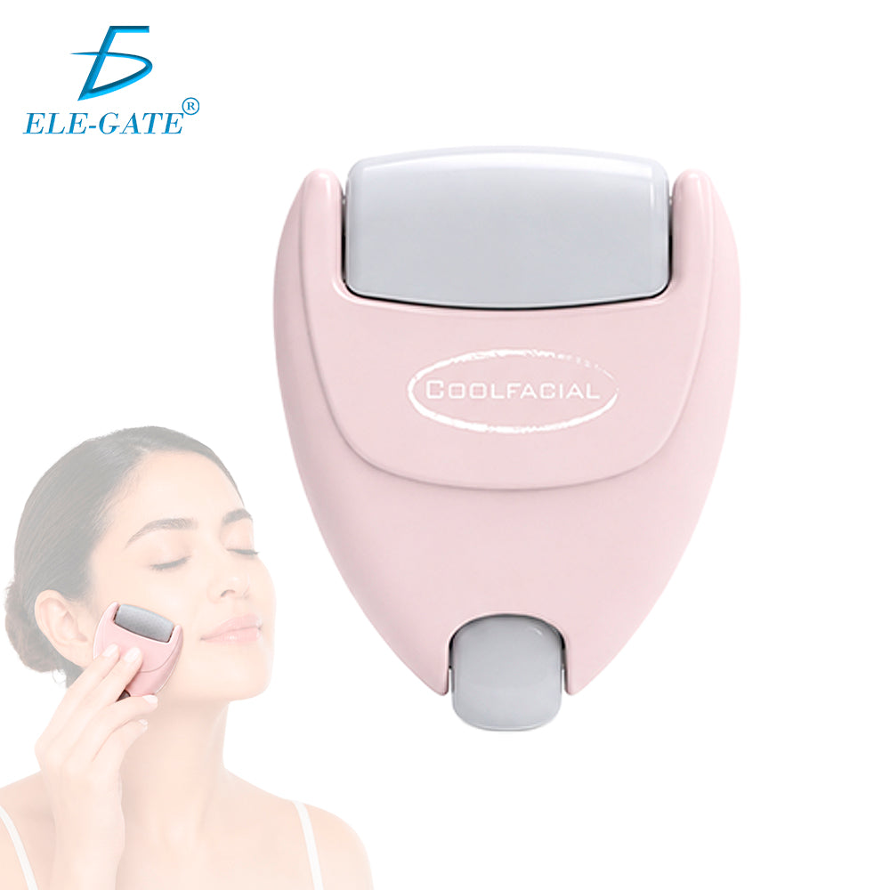 Rodillo facial rosa de doble cabezal con tapas