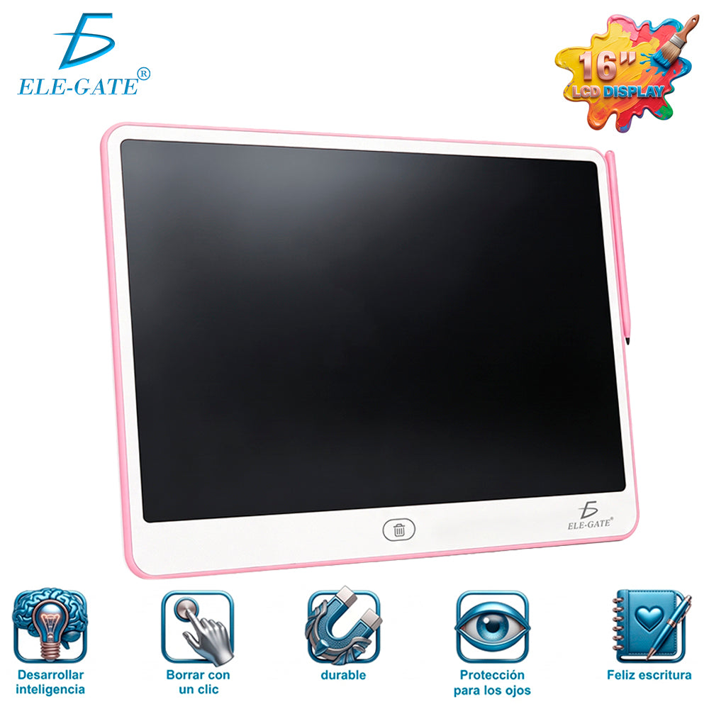 Tableta de escritura LCD de 16 pulgadas con lápiz y borrado de un clic