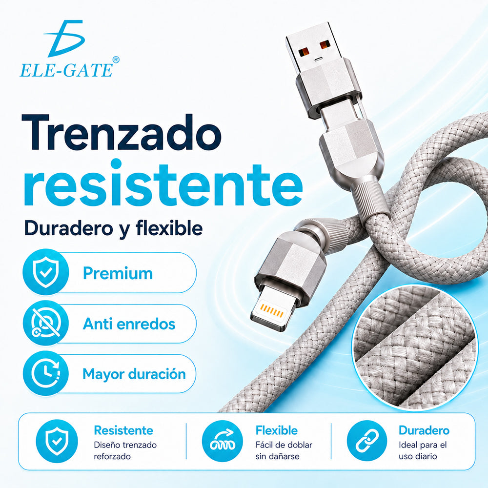 Cable de carga magnético trenzado para auto
