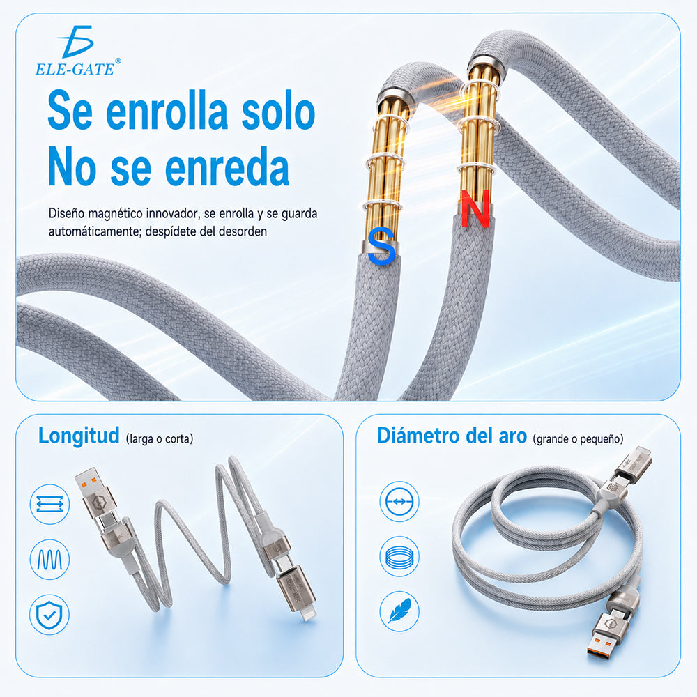 Cable de carga magnético trenzado para auto