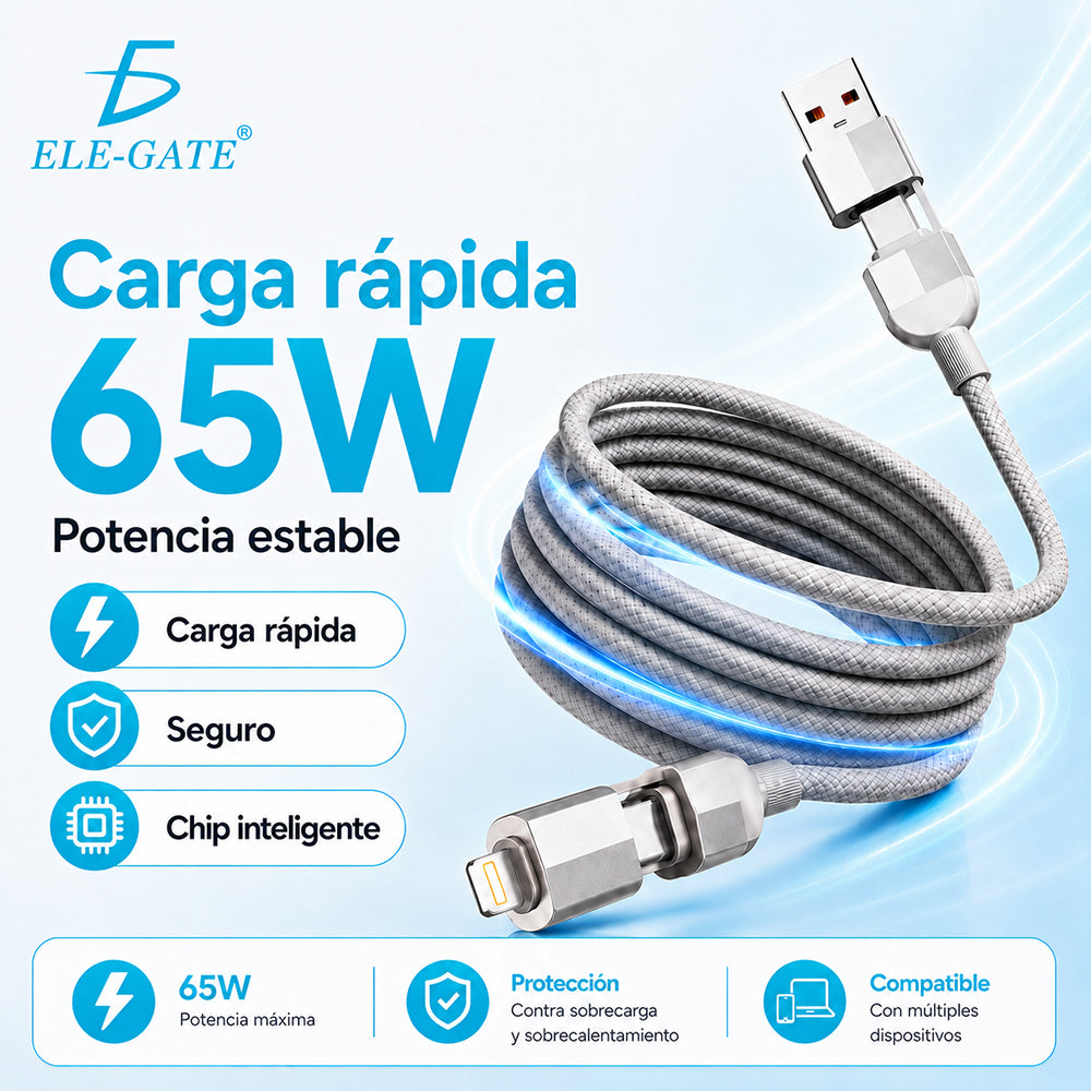 Cable de carga magnético trenzado para auto