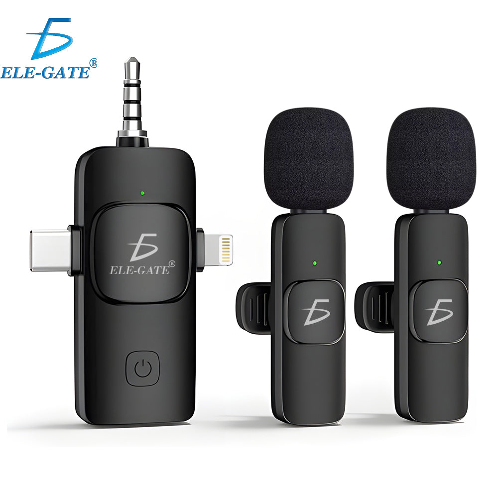 Micrófono lavalier inalámbrico con conectores para celular