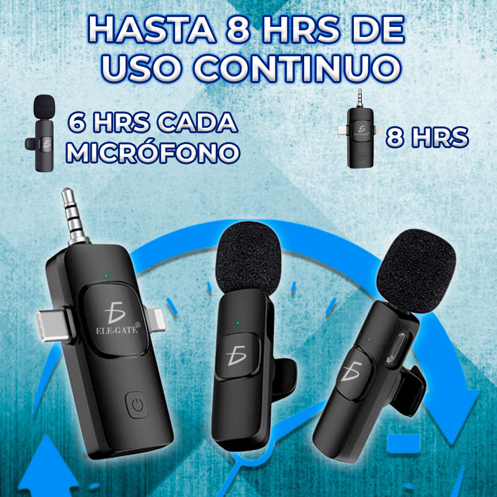 Micrófono lavalier inalámbrico con conectores para celular