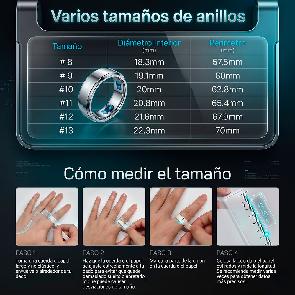 Anillo inteligente color plata