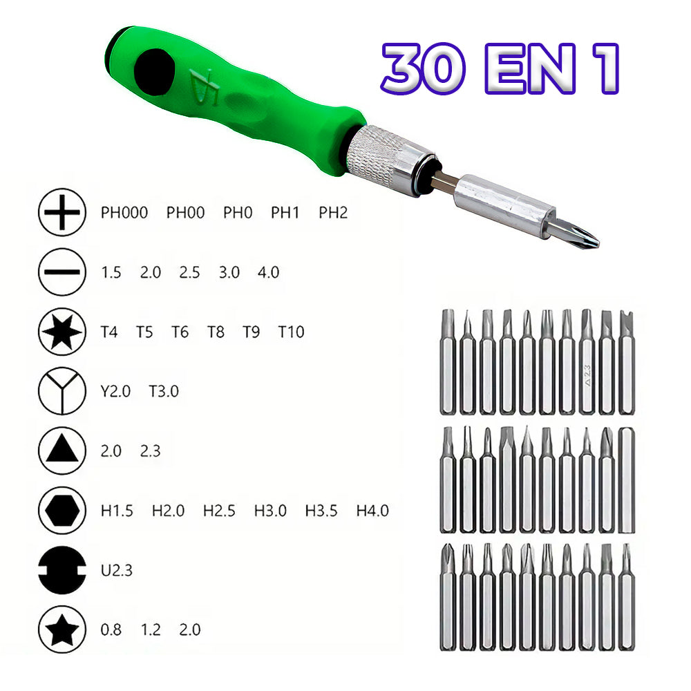 Juego de 30 destornilladores con estuche