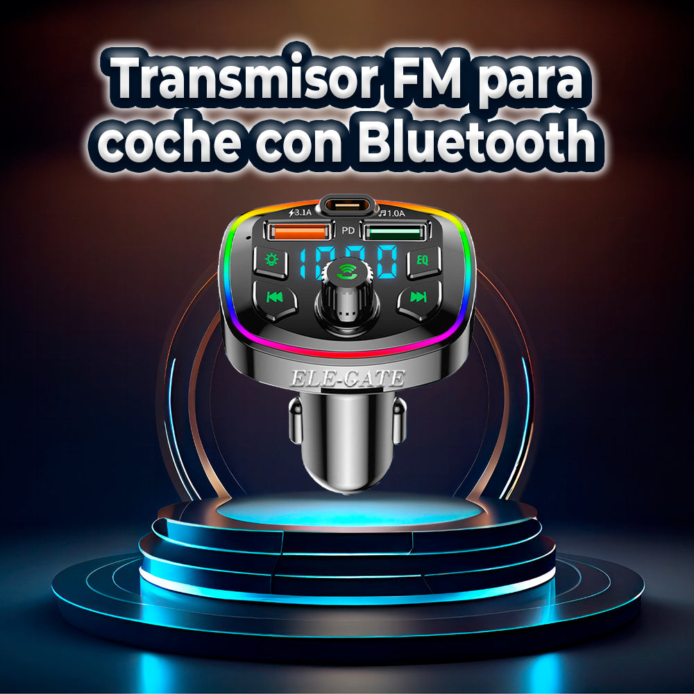 Transmisor FM Bluetooth con luz RGB para coche