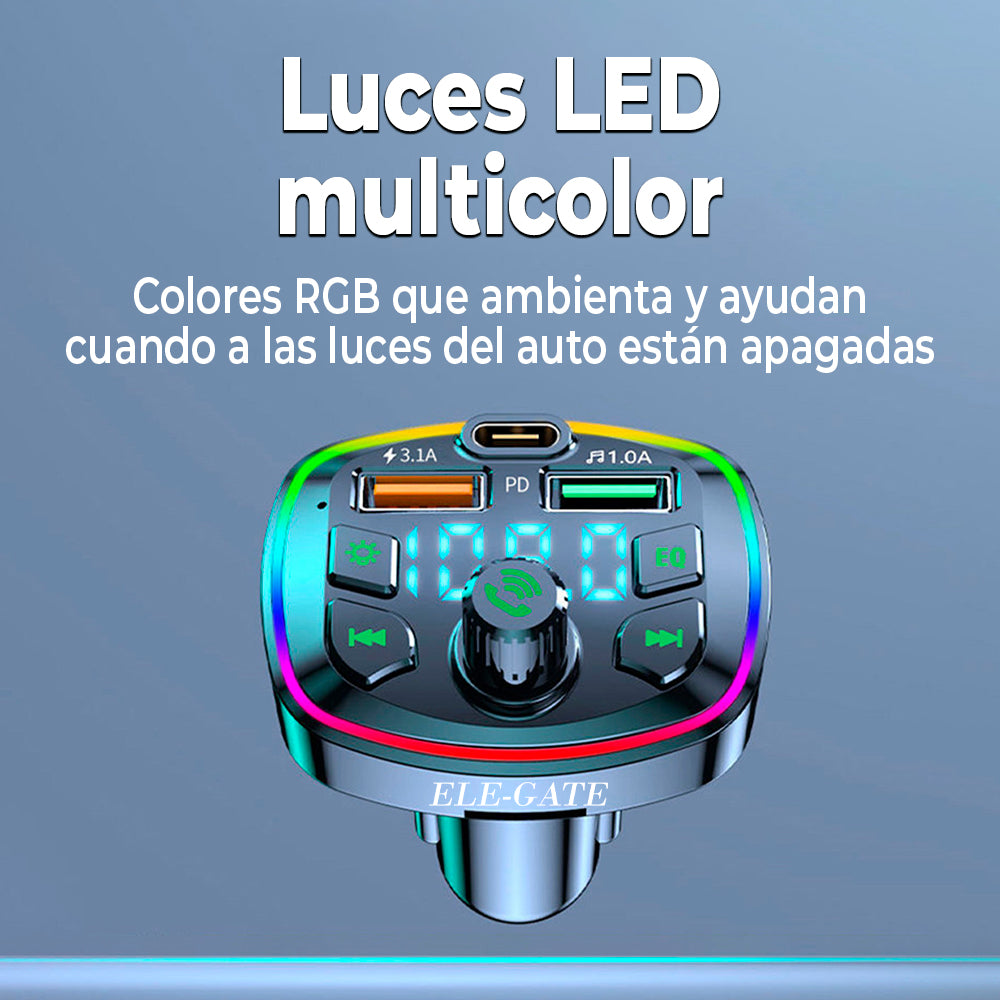 Transmisor FM Bluetooth con luz RGB para coche