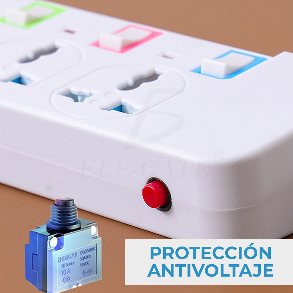 Regleta de escritorio con 3 tomas y puertos USB