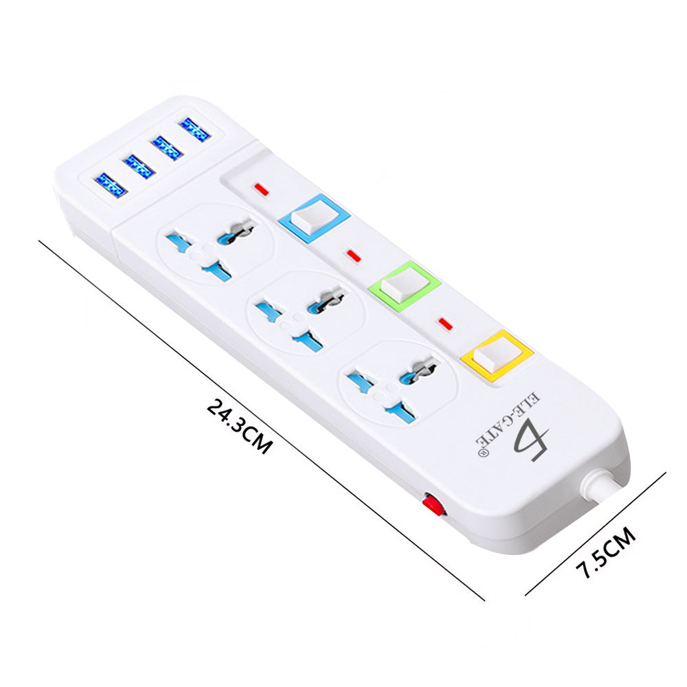 Regleta de escritorio con 3 tomas y puertos USB