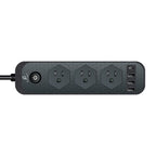 Multicontacto con clavijas, puertos USB y USB-C