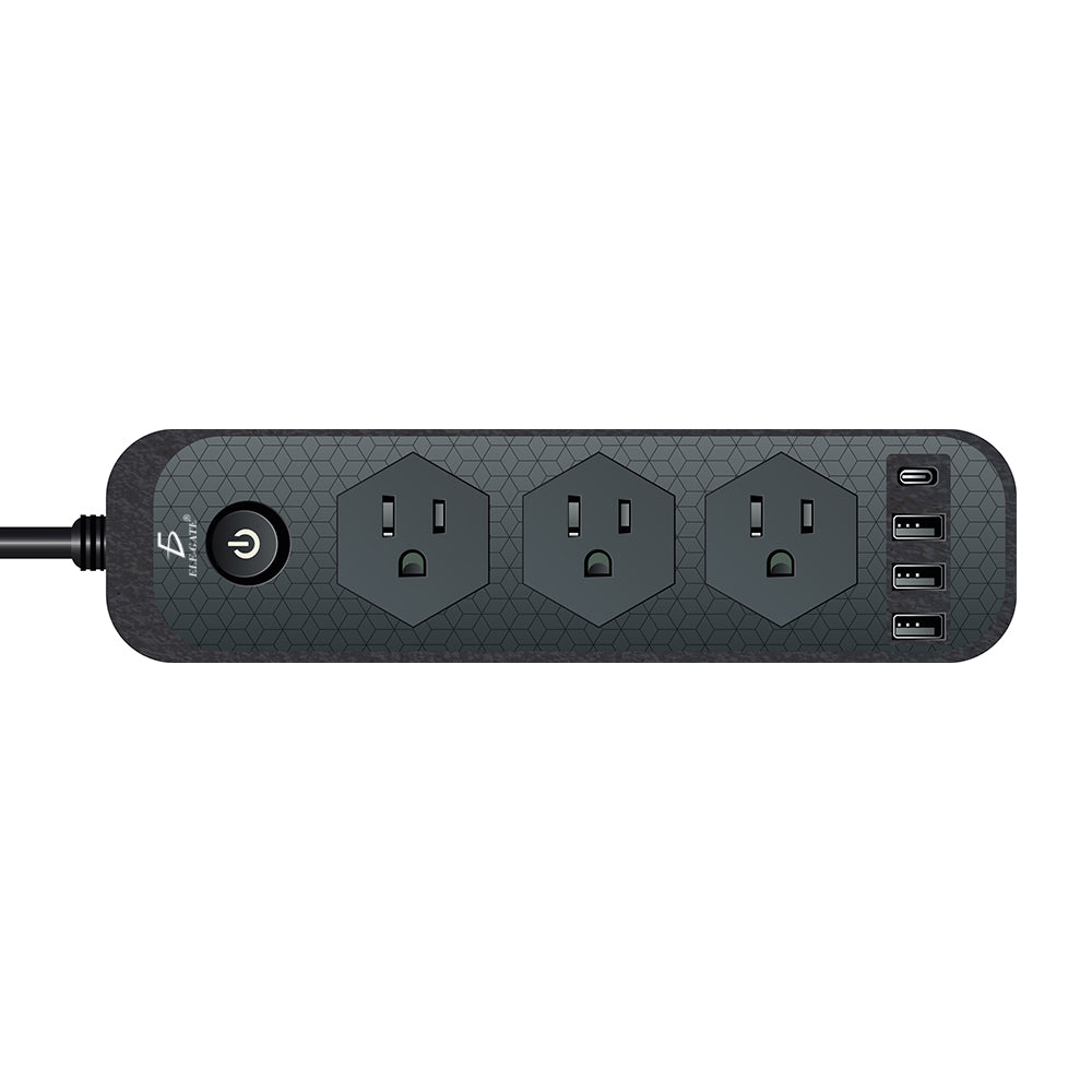 Multicontacto con clavijas, puertos USB y USB-C