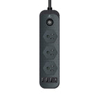 Multicontacto con 3 clavijas, 3 USB y 1 USB-C