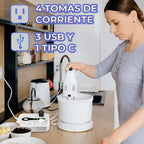 Multicontacto con clavijas universales y puertos USB y USB-C