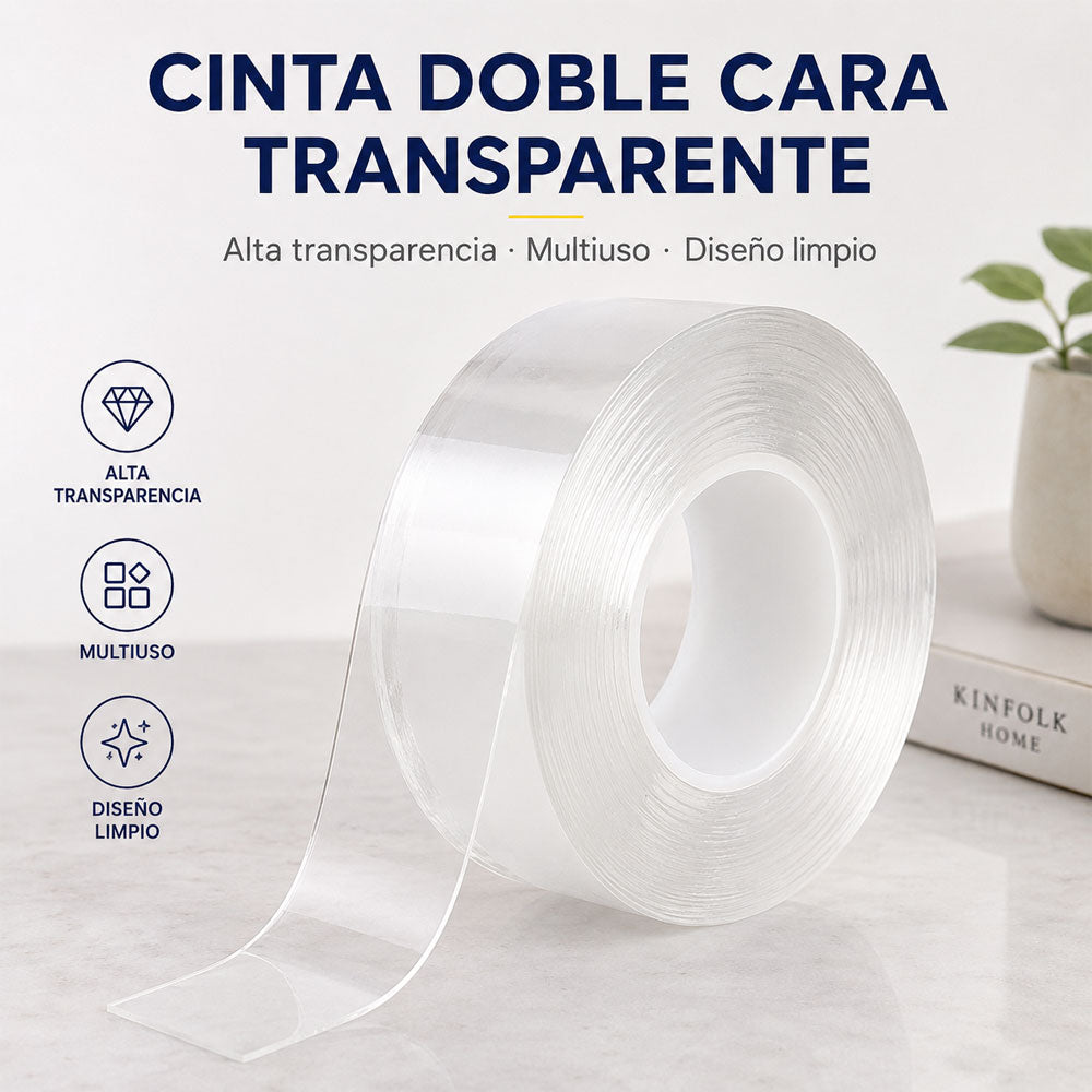 Rollo de cinta nano gel transparente de doble cara