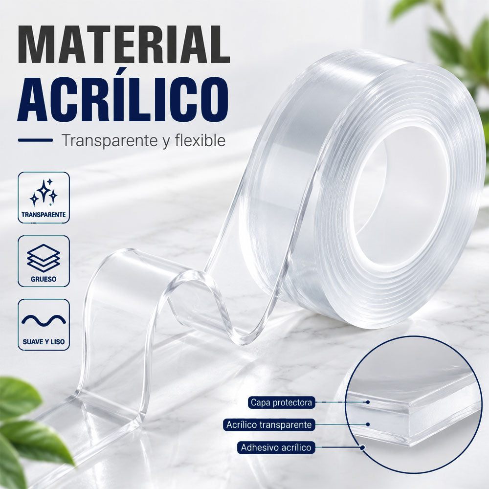 Rollo de cinta nano gel transparente de doble cara
