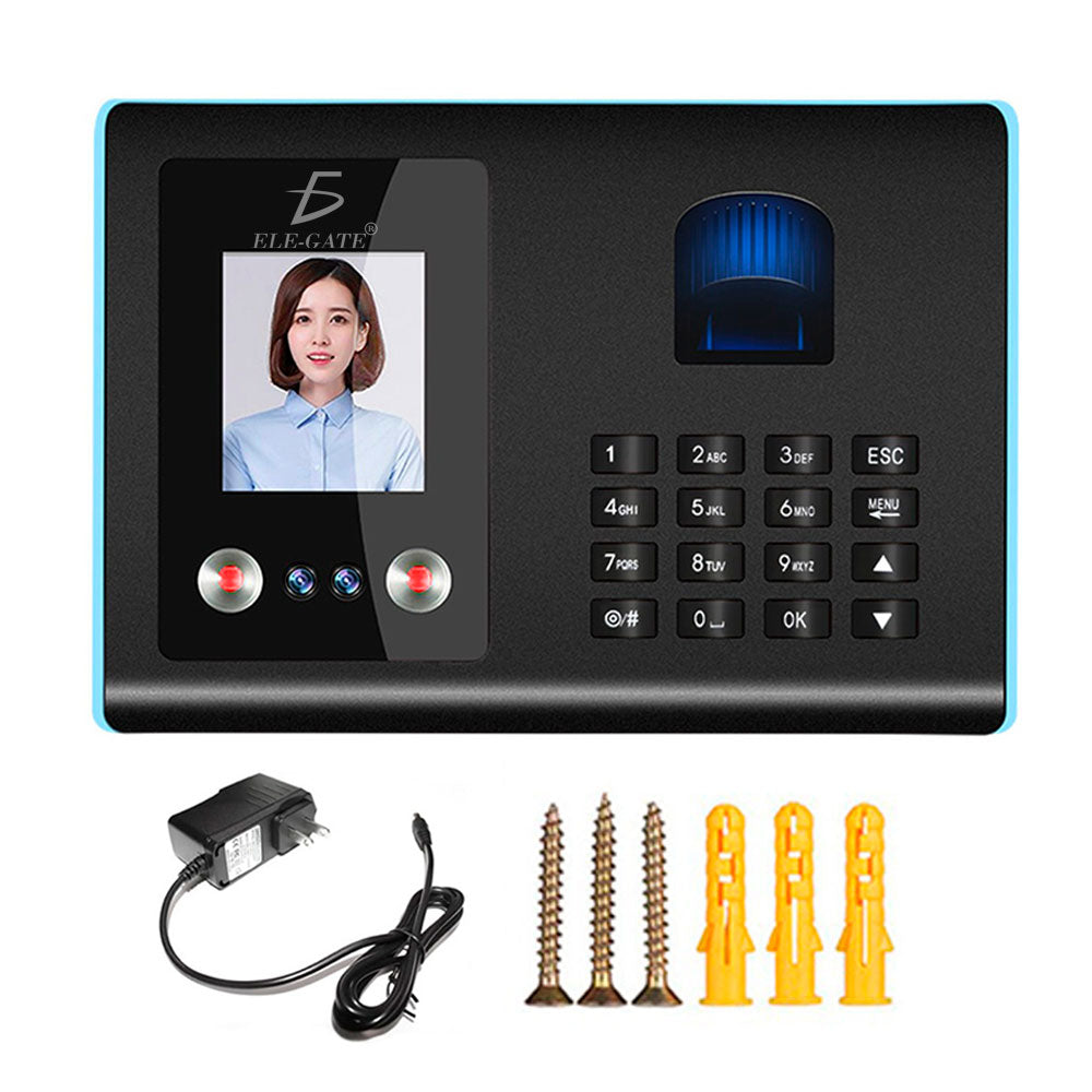 Reloj checador con lector de huellas y cámara frontal