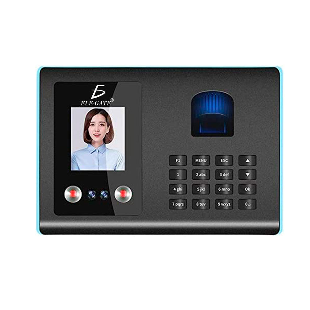Reloj checador con lector de huellas y cámara frontal