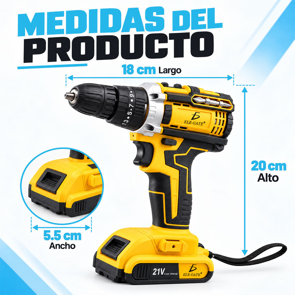 Taladro atornillador inalámbrico amarillo y negro