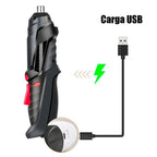 Destornillador eléctrico negro con luz LED