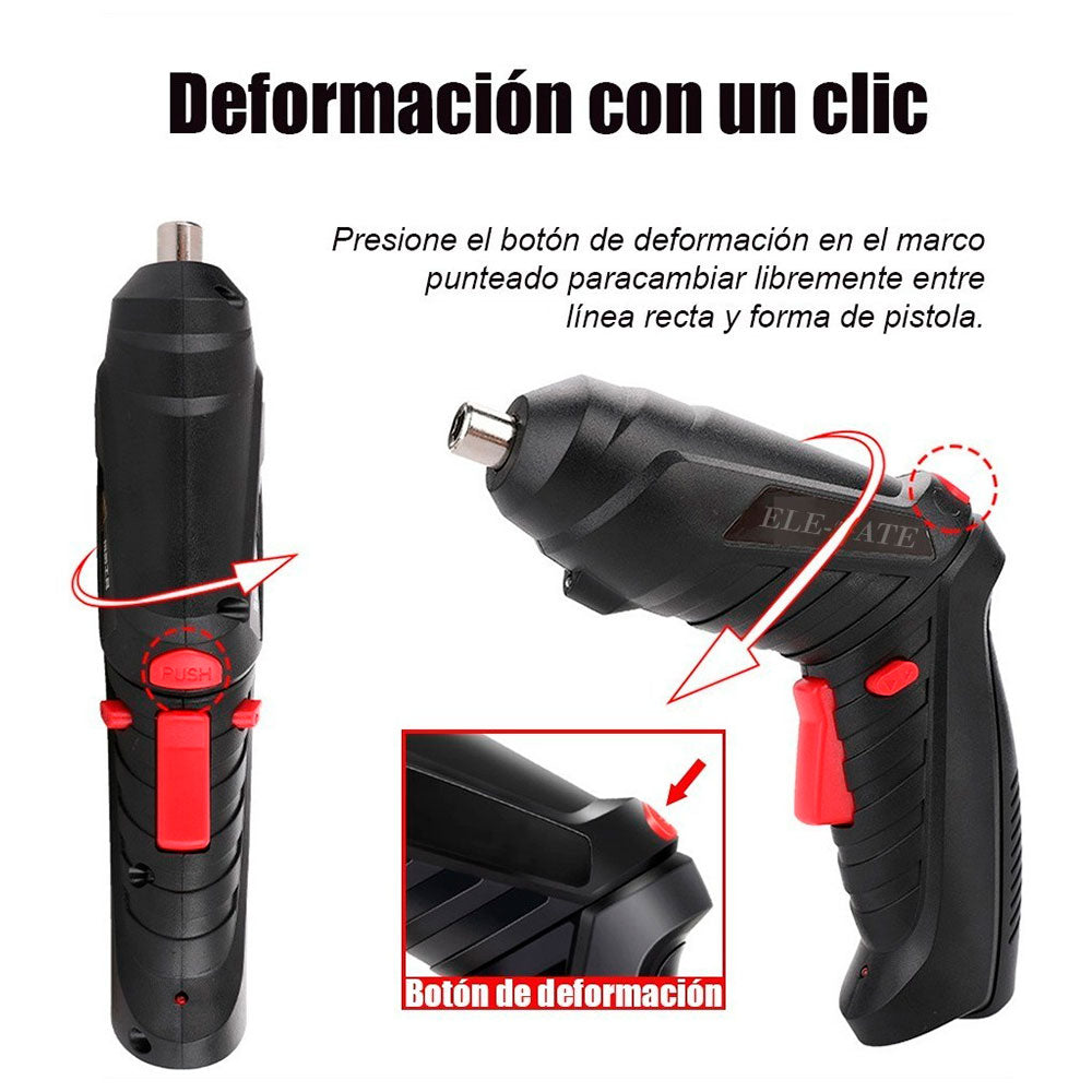 Destornillador eléctrico negro con luz LED