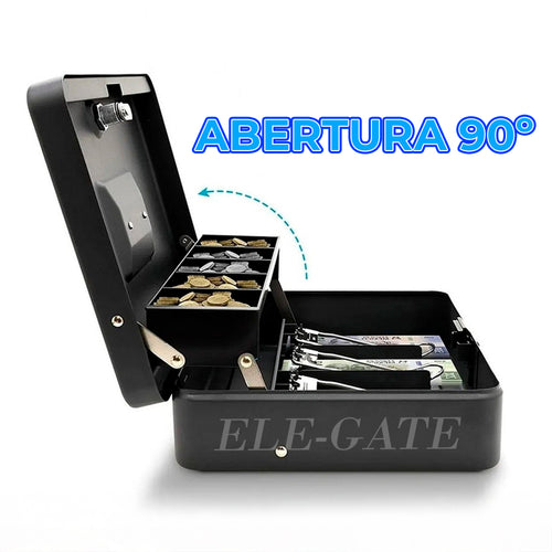 Caja metálica para efectivo y monedas con cerradura