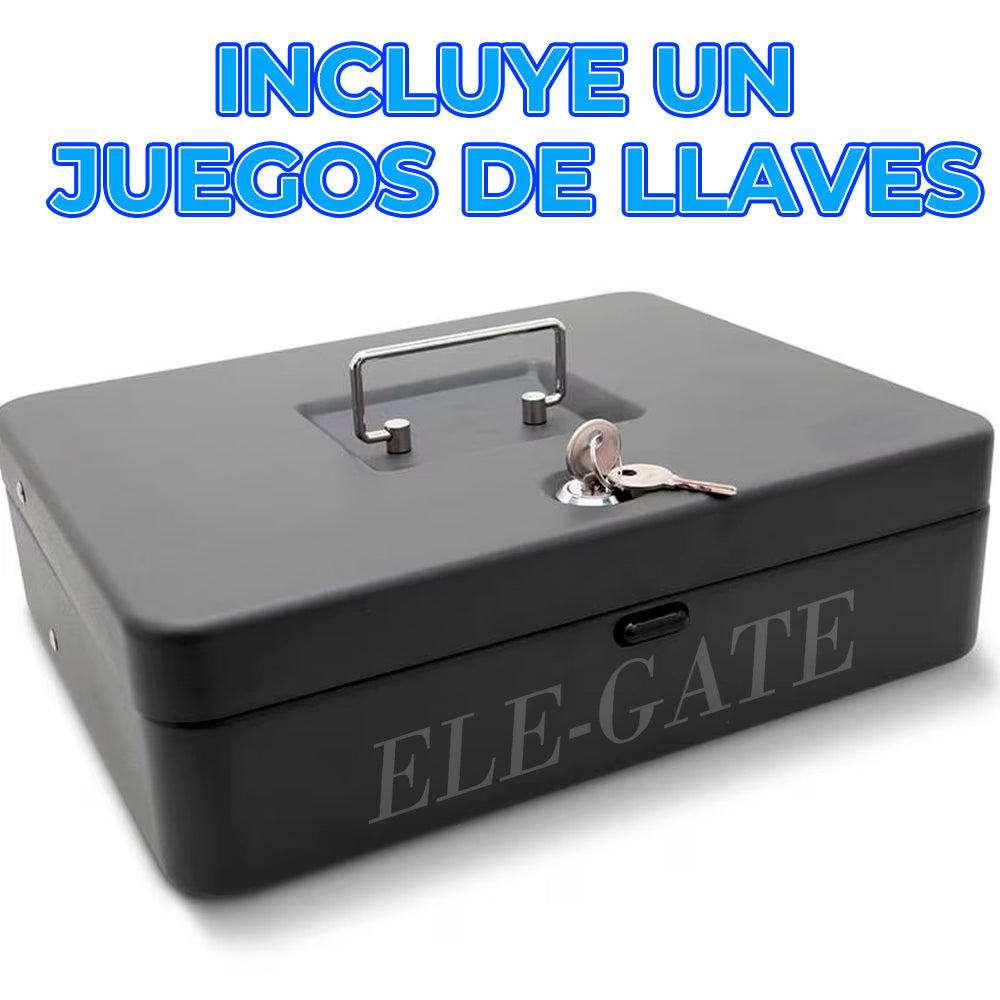 Caja metálica para efectivo y monedas con cerradura