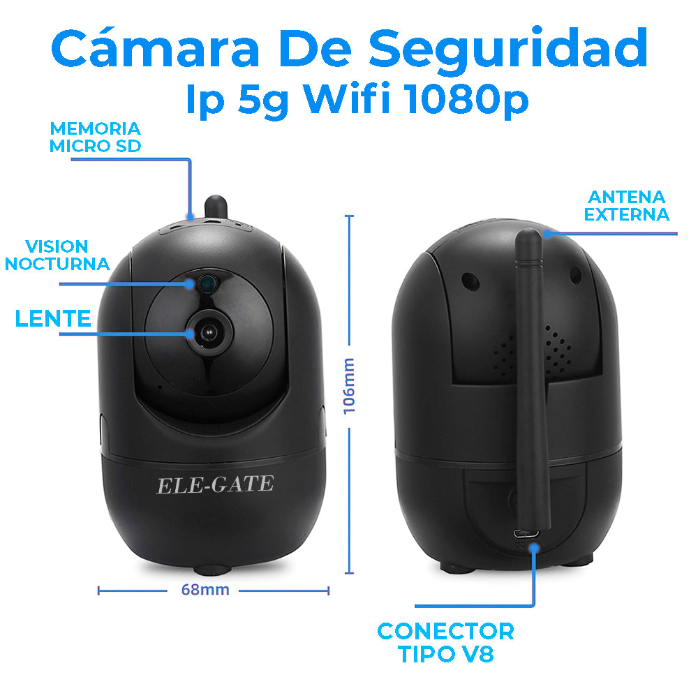Cámara de seguridad IP WiFi 1080p con giro PTZ