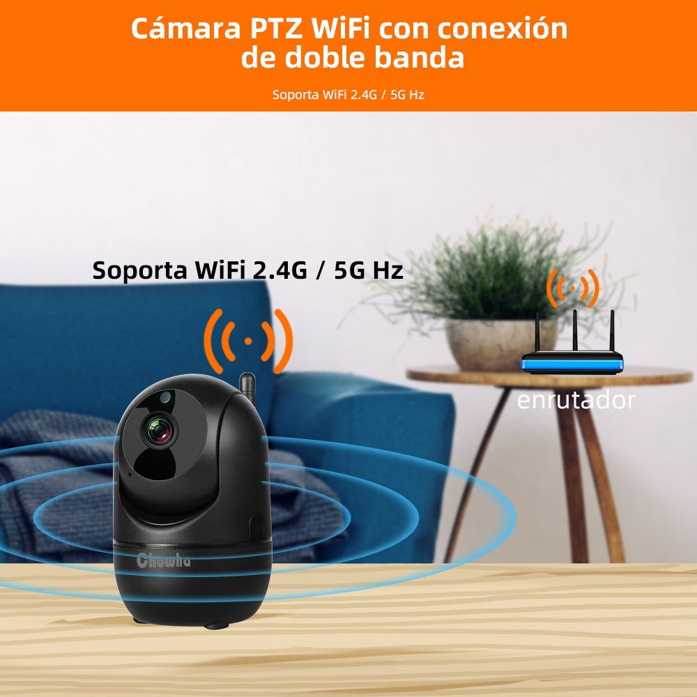 Cámara de seguridad IP WiFi 1080p con giro PTZ