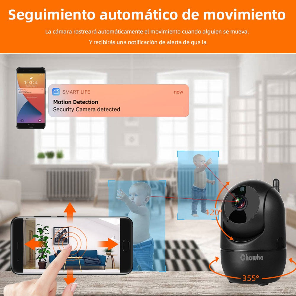 Cámara de seguridad IP WiFi 1080p con giro PTZ