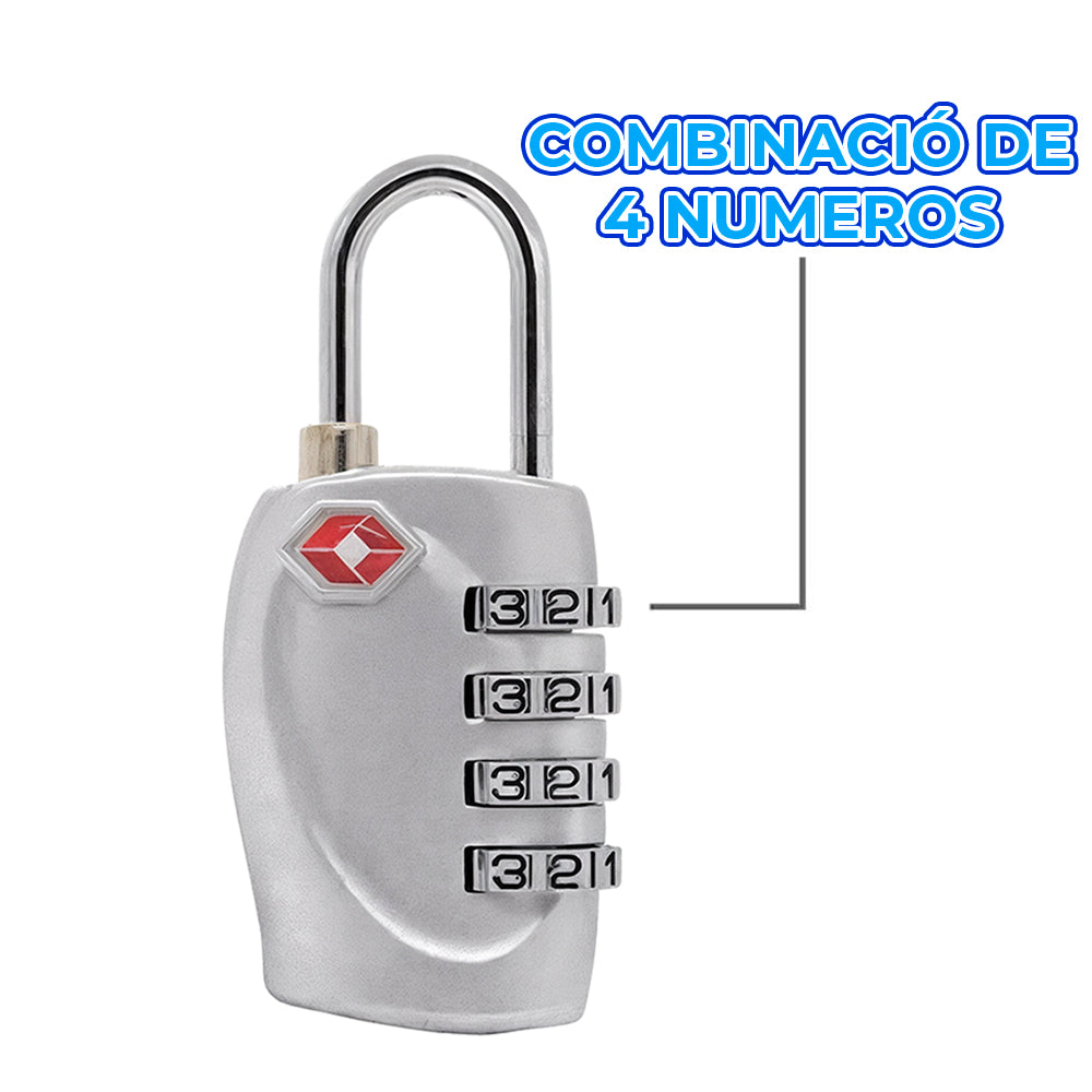 Candado TSA de 4 dígitos con código restablecible