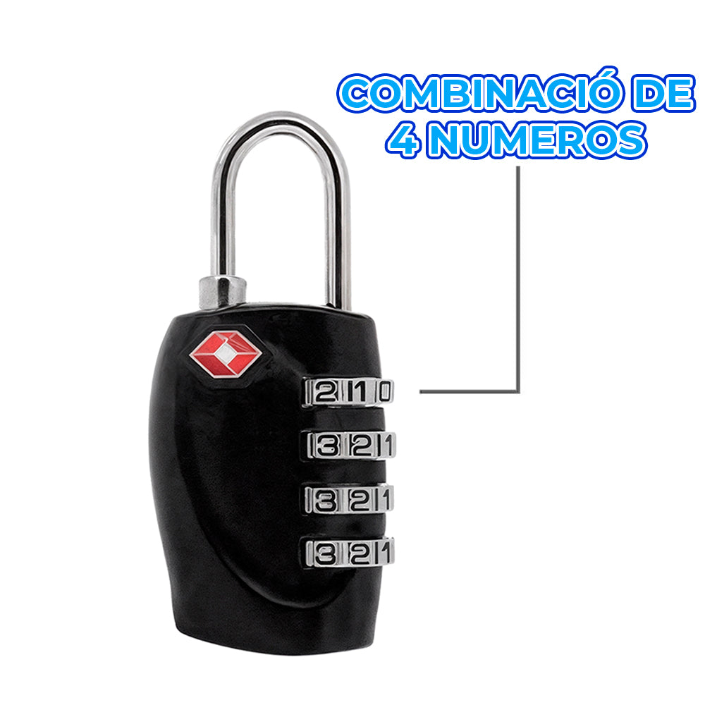 Candado de combinación de 4 dígitos con certificación TSA