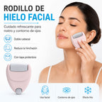 Rodillo facial rosa de doble cabezal con tapas