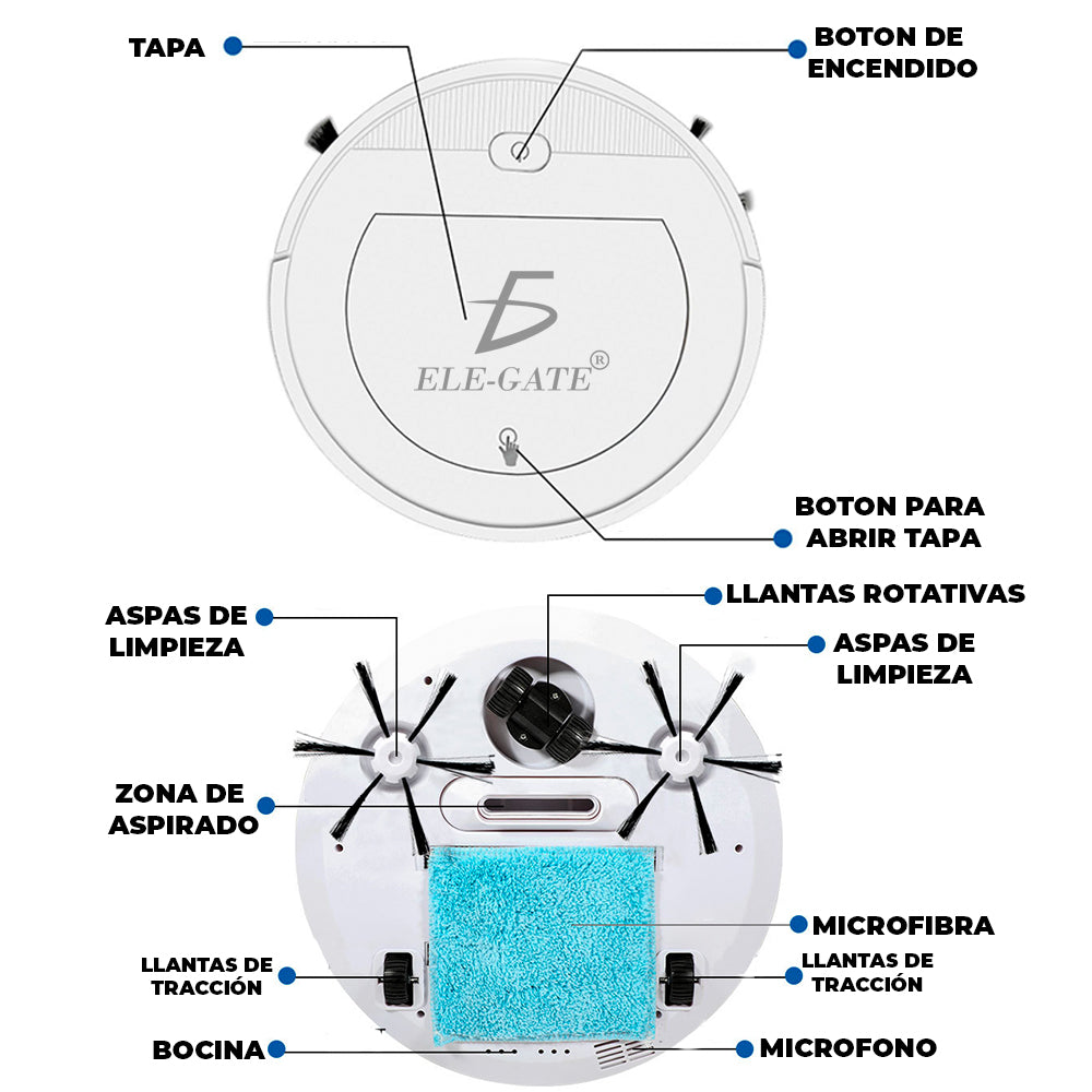 Robot barredor recargable blanco para pisos lisos