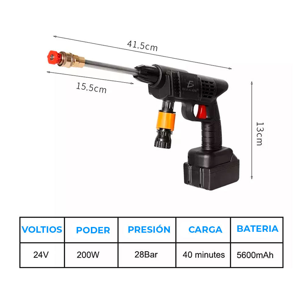 Hidrolavadora inalámbrica de 24V con pistola y batería