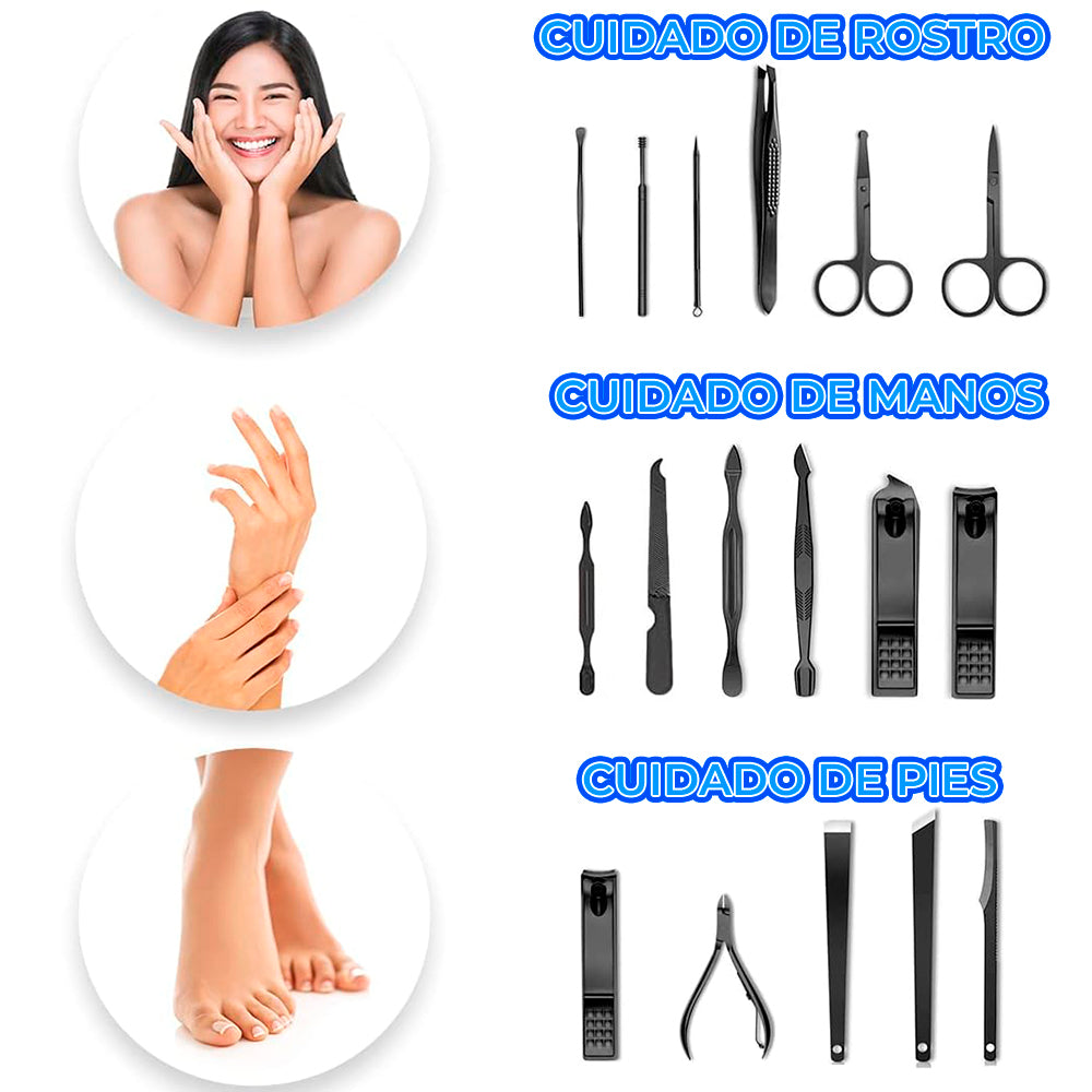 Kit de 24 herramientas de manicure con estuche