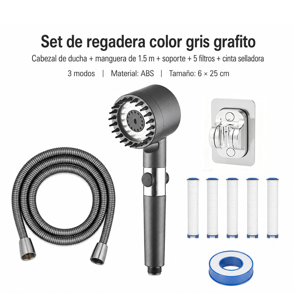 Regadera de mano gris grafito
