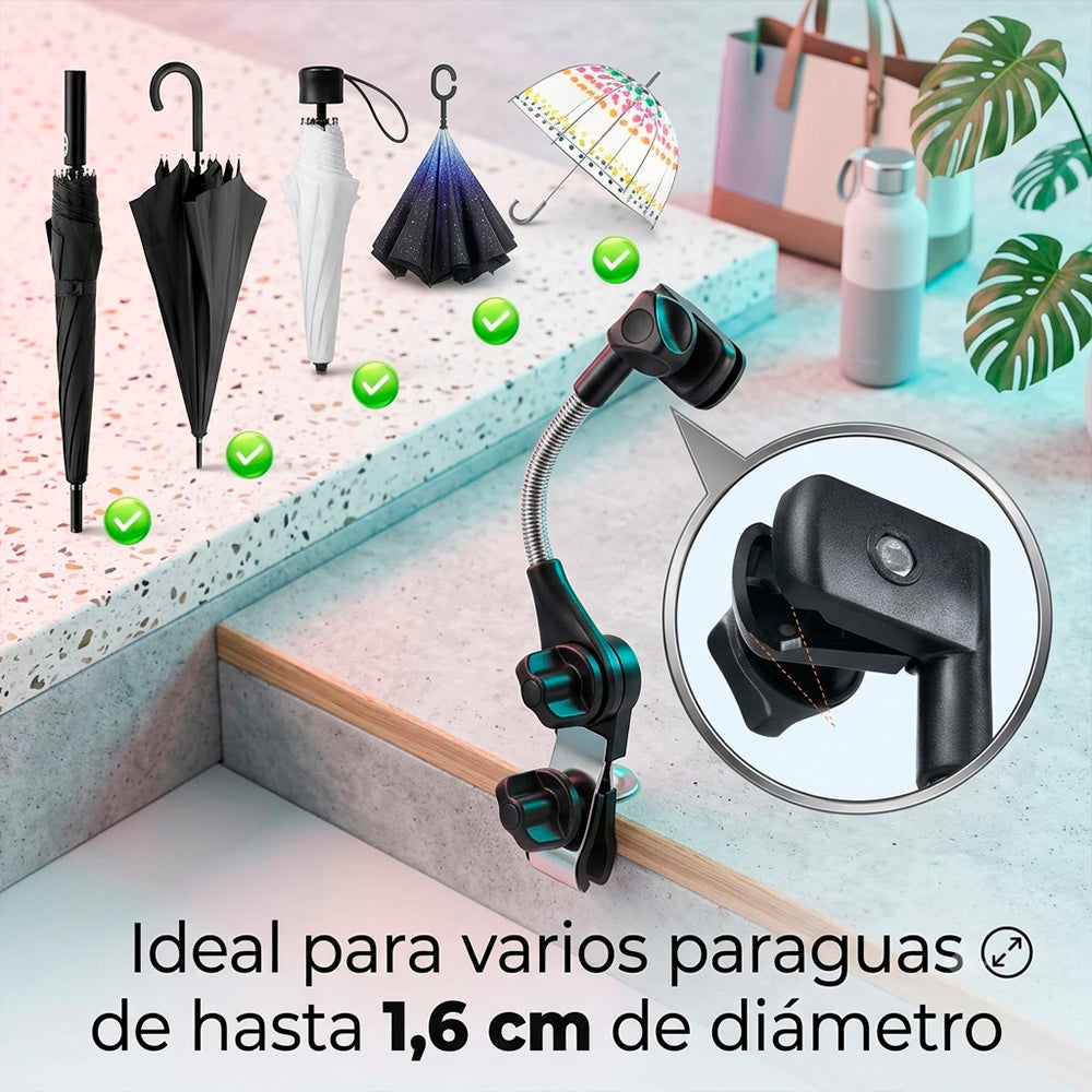 Soporte flexible para paraguas en manillar