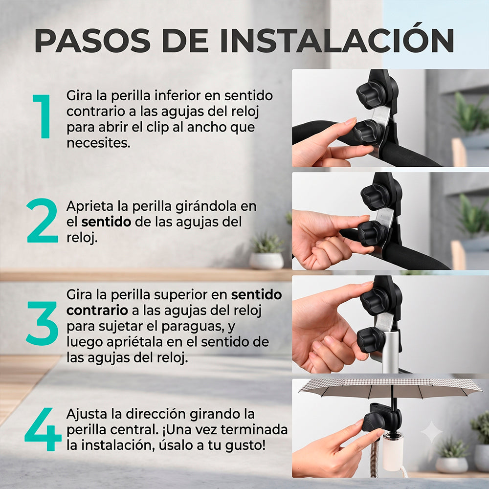 Soporte flexible para paraguas en manillar