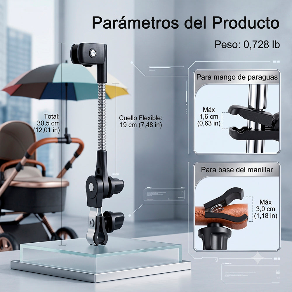 Soporte flexible para paraguas en manillar