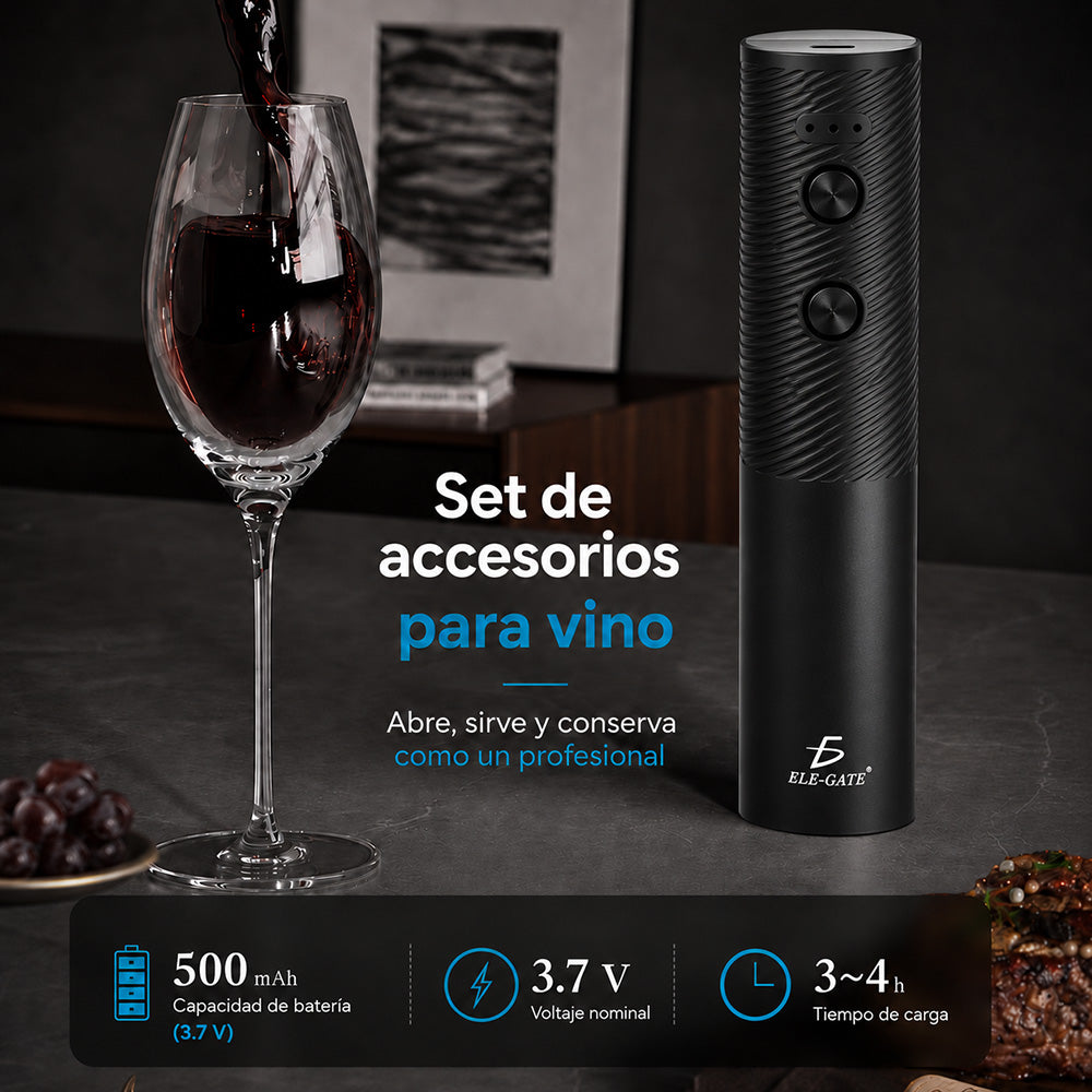 Sacacorchos eléctrico negro