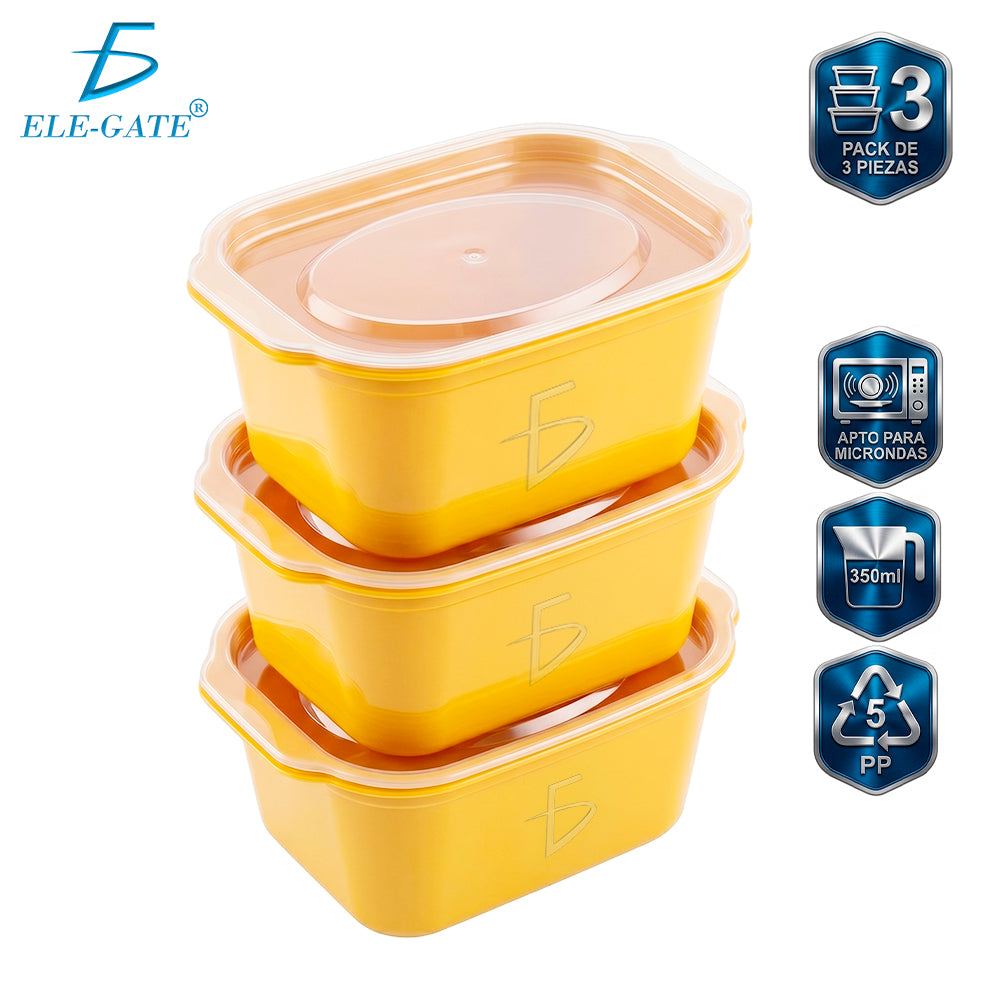 Set de 3 envases de 350 ml para microondas y lavavajillas