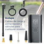 Bomba de aire con batería, luz y pantalla LCD para llantas de coche y bici