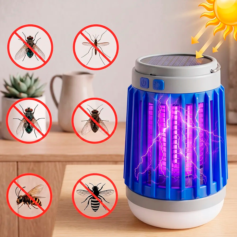 Lámpara mata mosquitos solar — detalle