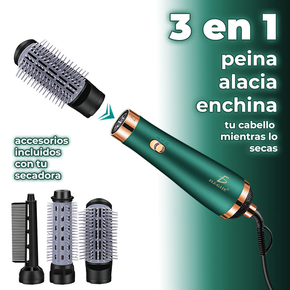 Secador de pelo y cepillo alisador con accesorios