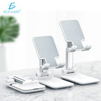 Soporte plegable para celular sobre un escritorio