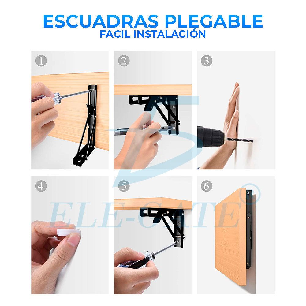 Par de soportes plegables negros para repisa