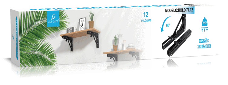 Par de soportes plegables negros para repisa