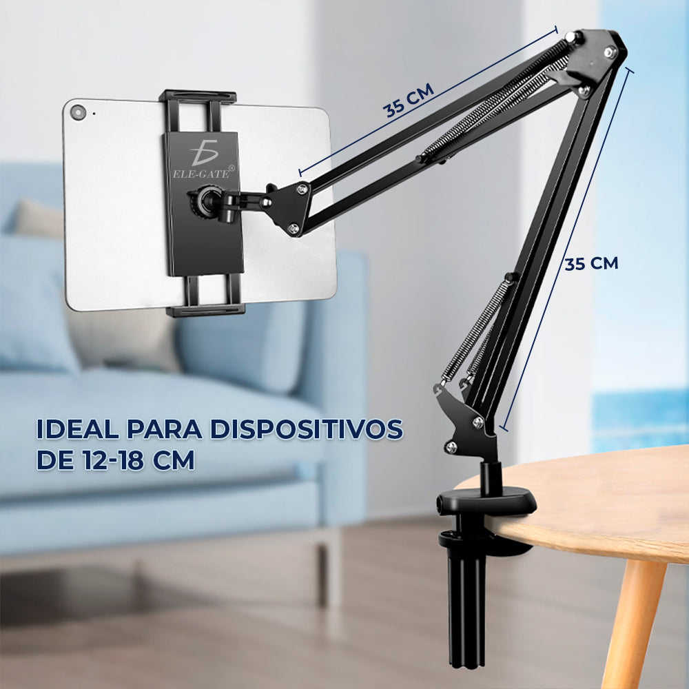 Soporte articulado con abrazadera para tablet o celular