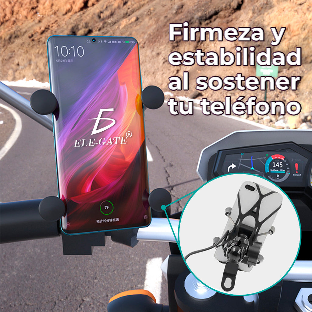 Soporte de teléfono para motocicleta con cargador USB