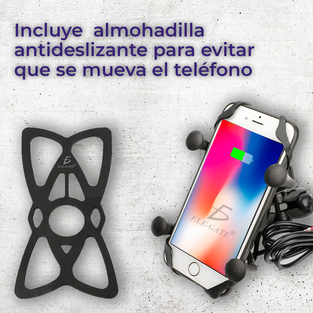 Soporte de teléfono para motocicleta con cargador USB